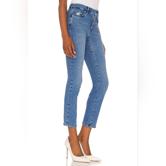 Good American Indigo127 Good Straight W/ Split Back Pockets Jeans 4/27 - Picture 2 of 9